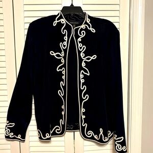 Ming Wang Knit Sweater with Artful White Piping